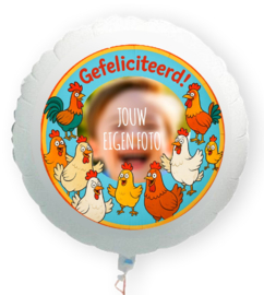 Kip Haan Gefeliciteerd folie ballon XL met eigen foto 58cm