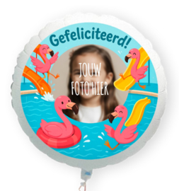 Flamingo zwembad folie ballon XL met eigen foto 58cm