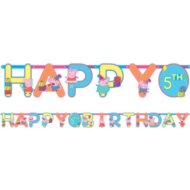 Peppa Pig slinger X-LARGE Happy Birthday met cijfer 3,2m