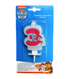 Paw Patrol taartkaars cijfer drie 6cm.