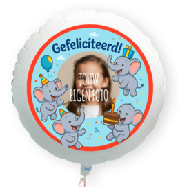 Olifant Gefeliciteerd folie ballon XL met eigen foto 58cm