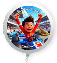 Formule 1 folie ballon XL met eigen naam 58cm