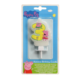 Peppa Pig taartkaars cijfer drie 6cm.