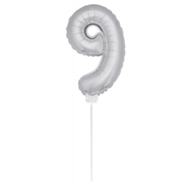 Folie ballon zilver negen 38cm