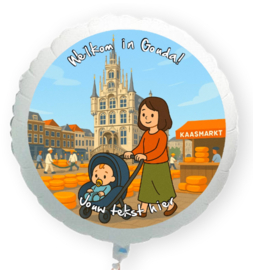 Geboorte Gouda baby folie ballon XL met eigen tekst 58cm