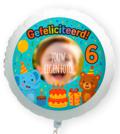 Gefeliciteerd 6 jaar folie ballon XL met eigen foto 58cm