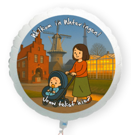 Geboorte Wateringen baby folie ballon XL met eigen tekst 58cm