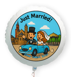 Just Married in Maastricht folie ballon XL met eigen tekst 58cm