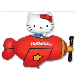 Hello Kitty folie ballon vliegtuig op stok 35cm