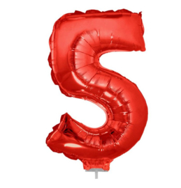 Folie ballon vijf rood 86cm