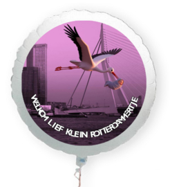 Geboorte meisje Rotterdam folie ballon XL met eigen naam 58cm