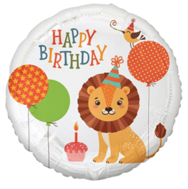 Leeuw safari happy birthday folie ballon 45cm