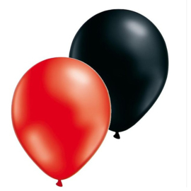 Ballonnen rood zwart 6st 23cm