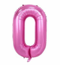 Folieballon nul roze 1m