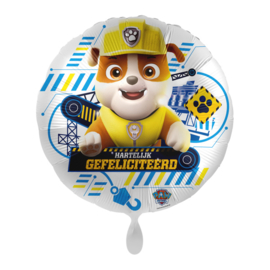 Paw Patrol Rubble Hartelijk Gefeliciteerd folie ballon 45cm