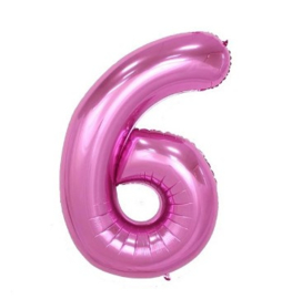 Folieballon zes roze 1m