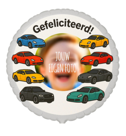 Auto Gefeliciteerd folie ballon XL met eigen foto 58cm