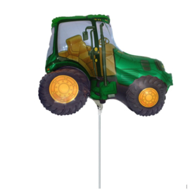 Tractor groen folie ballon op stok 25cm