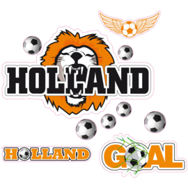 Raamstickers oranje voetbal set