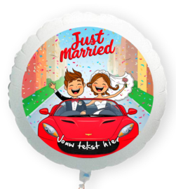 Just Married bruiloft folie ballon XL met eigen tekst 58cm