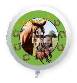 Paarden  folie ballon XL met eigen foto 58cm
