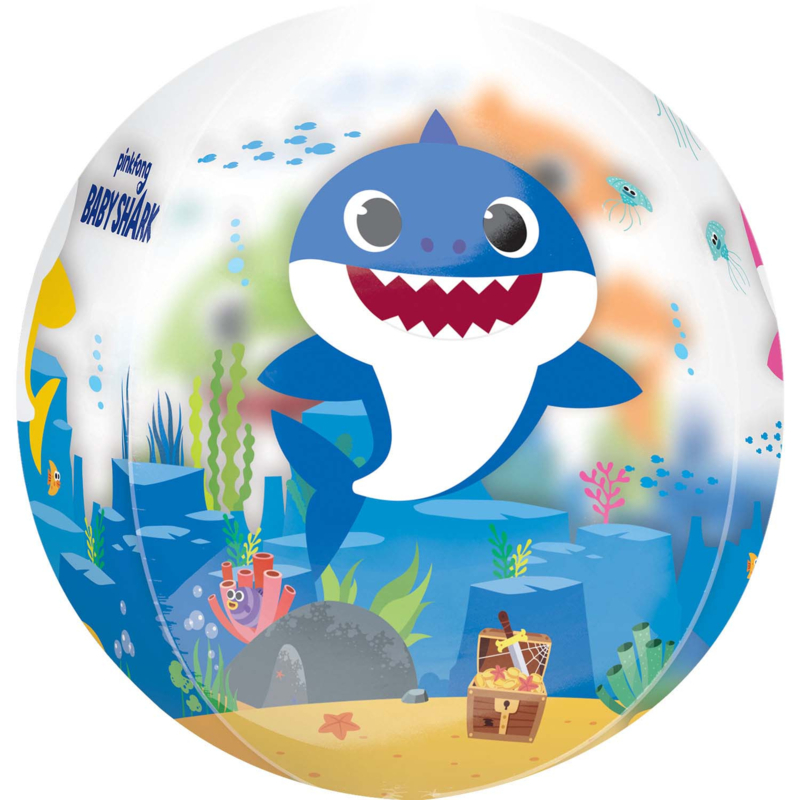 Handschrift draadloze Sanctie Baby Shark folie ballon rond doorzichtig 38x40cm | Baby Shark versiering |  Feestwinkel Altijd Feest