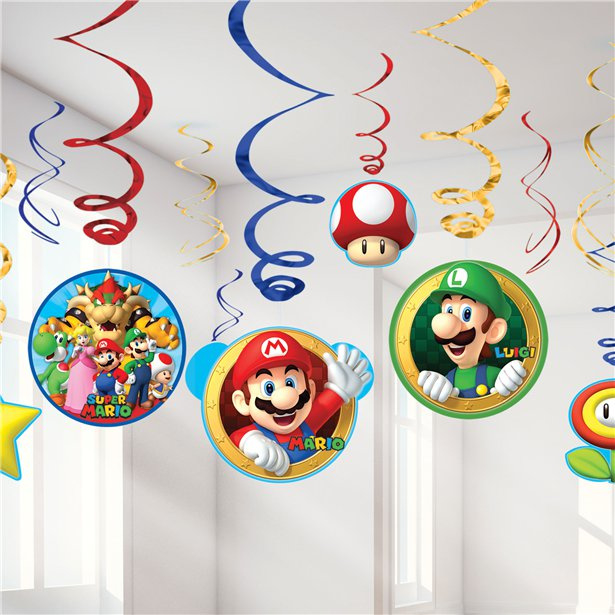 Super Mario hangdecoratie 6 stuks
