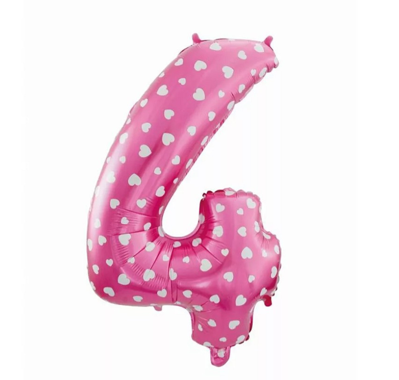 Cijfer vier folie ballon roze 61cm