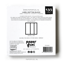 Cadeaulabel blok met 135 blanco witte labels