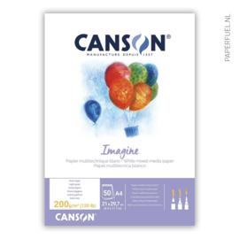 Tekenblok Canson Imagine Mixed media A4 200 gr