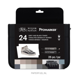 Promarker set 24 alcoholmarker grey and black tones etui