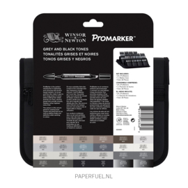 Promarker set 24 alcoholmarker grey and black tones etui