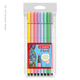 STABILO Pen 68 etui 8 pastel kleuren