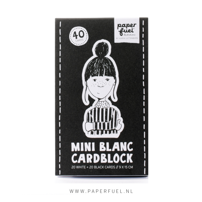 Mini kaarten blok 9 x 15 cm wit/zwart papier