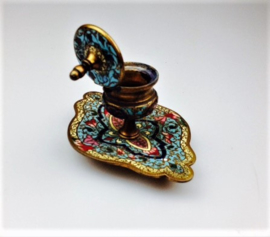 Inktpot Cloisonné, emaille op messing