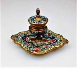 Inktpot Cloisonné, emaille op messing