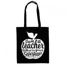 Tas "I'm a teacher, what's your superpower?" zwart