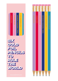Set van 6 potloden met quotes TO RULE THE WORLD