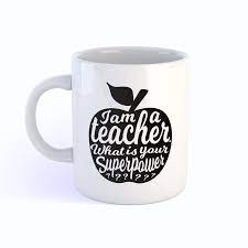 Beker "I'm a teacher, what's your superpower?" zwart