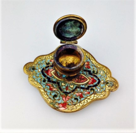 Inktpot Cloisonné, emaille op messing