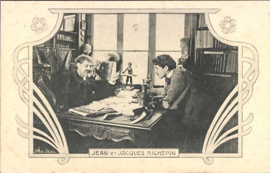 Vintage ansichtkaart van de auteurs Jean en Jacques Richepin, ca 1900