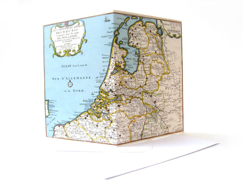 Dubbele kaart + envelop Historische landkaart Nederland