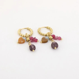 Oorbel hanger goud/multi