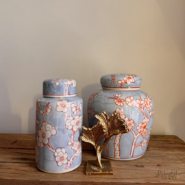 Decoratieve vaas/ voorraad pot blauw/terra
