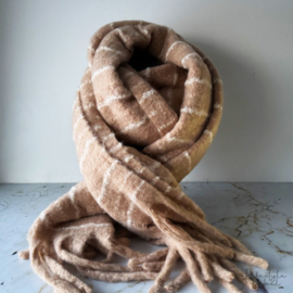 Dames warme sjaal camel stripe