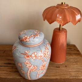 Decoratieve vaas/ voorraad pot blauw/terra