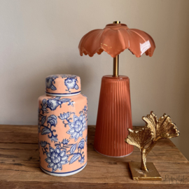 Decoratieve vaas licht zalm/blauw