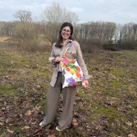 Canvas shopper bloemen multi