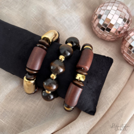 Dames houten kralenarmband