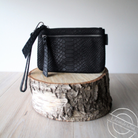 Leren Clutch zwart croco